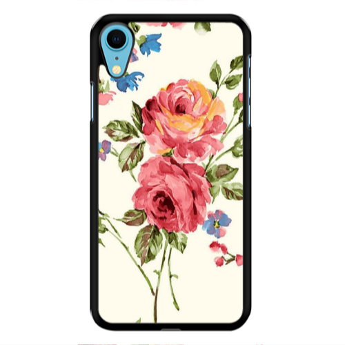 Apple iPhone Xr Violet and rose Black Glossy Θήκη
