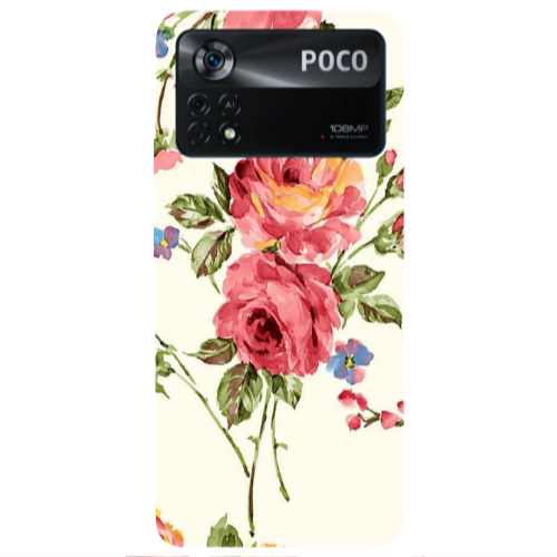 Xiaomi Poco X4 Pro Violet and rose Transparent Silicone TPU Θήκη