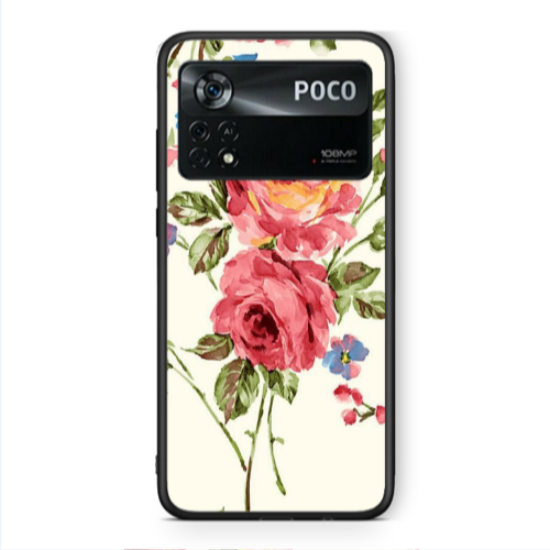 Xiaomi Poco X4 Pro Violet and rose Black Glossy Θήκη