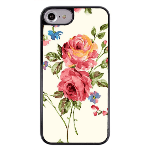 Apple iPhone 7 Violet and rose Black Glossy Θήκη