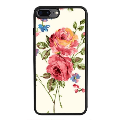 Apple iPhone 7 Plus Violet and rose Black Glossy Θήκη