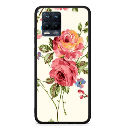 Realme 8  Violet and rose Black Glossy Θήκη