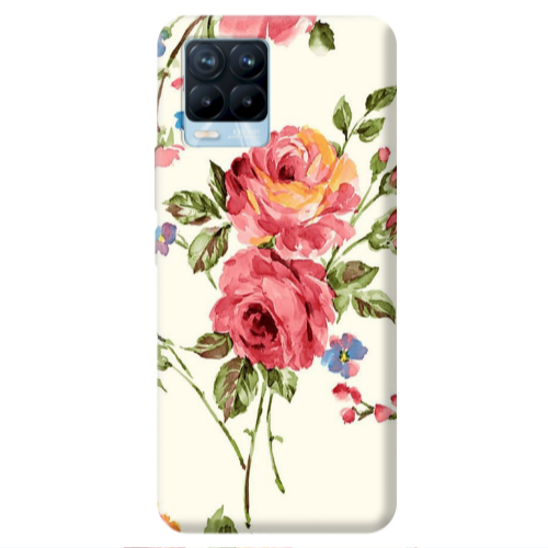 Realme 8 Pro Violet and rose Transparent Silicone TPU Θήκη