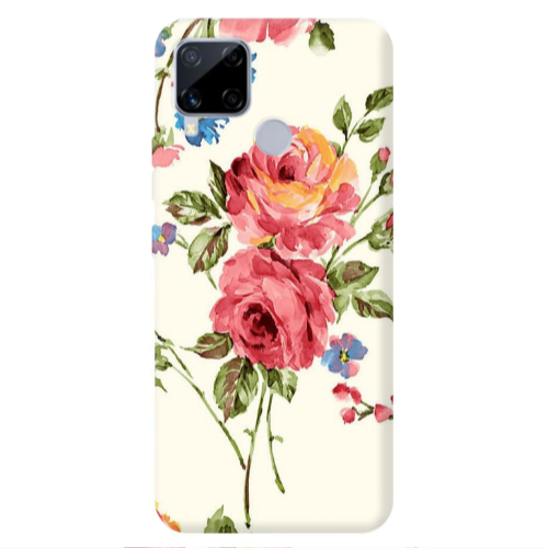 Realme C25 Violet and rose Transparent Silicone TPU Θήκη