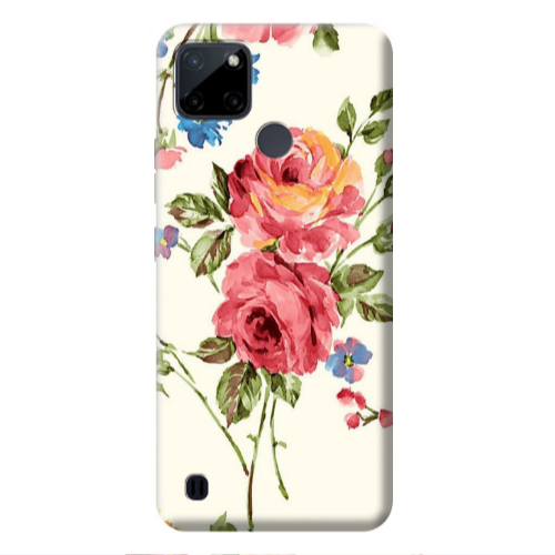 Realme C25Y Violet and rose Transparent Silicone TPU Θήκη