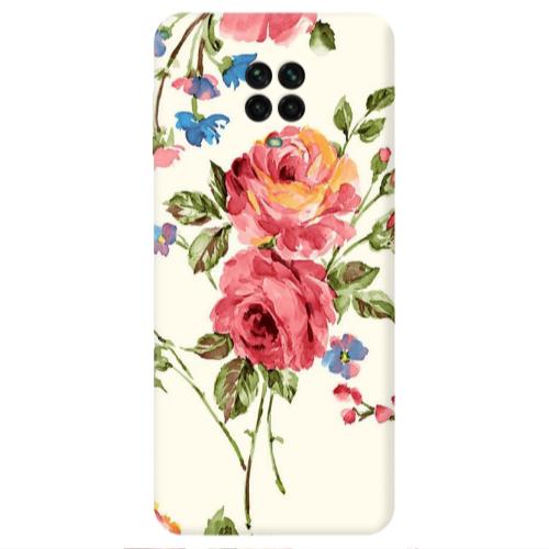 Xiaomi Redmi Note 9S Violet and rose Transparent Silicone TPU Θήκη