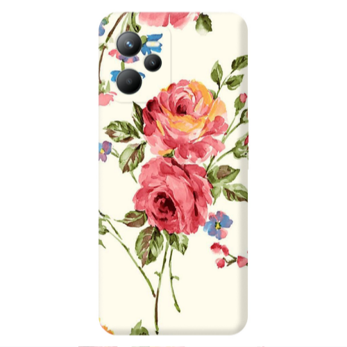 Realme C35 Violet and rose Transparent Silicone TPU Θήκη