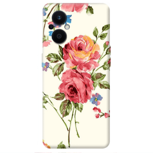 Oppo Reno 7 Lite Violet and rose Transparent Silicone TPU Θήκη