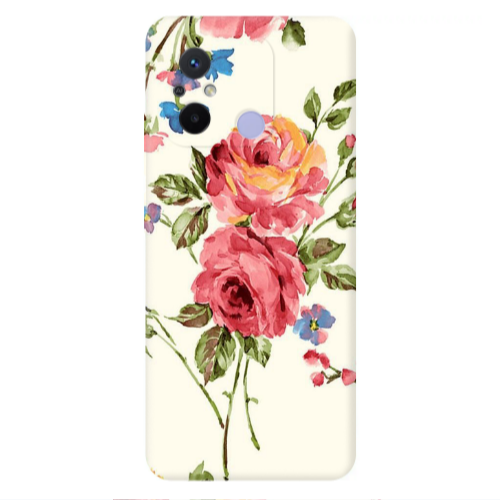 Xiaomi Redmi 12C Violet and rose Transparent Silicone TPU Θήκη