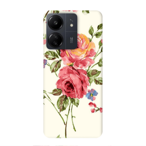 Xiaomi Redmi 13C Violet and rose Transparent Silicone TPU Θήκη