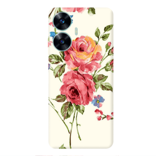 Realme C55 Violet and rose Transparent Silicone TPU Θήκη