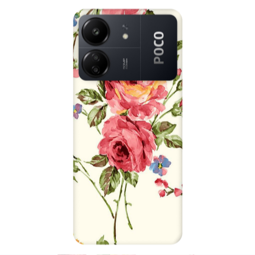 Xiaomi Poco C65 Violet and rose Transparent Silicone TPU Θήκη
