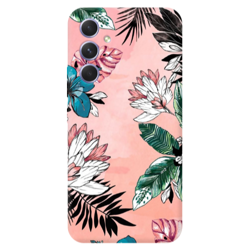 Samsung A56 Tropical flowers Transparent Silicone TPU Θήκη