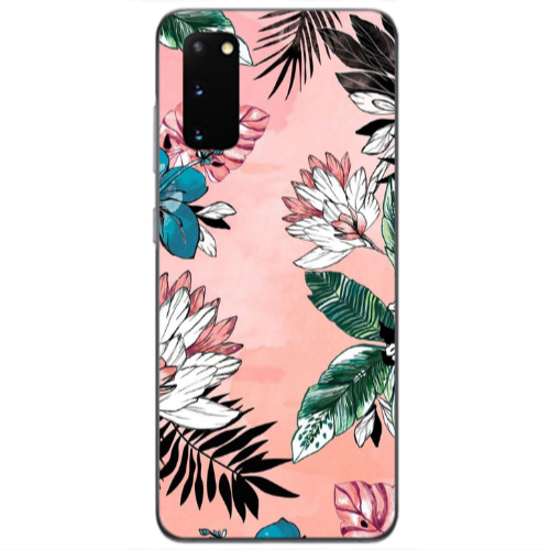 Samsung S20 Tropical flowers Transparent Silicone TPU Θήκη