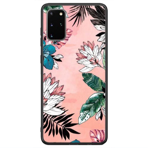 Samsung S20 Plus Tropical flowers Black Glossy Θήκη