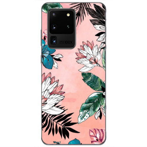 Samsung S20 Ultra Tropical flowers Transparent Silicone TPU Θήκη