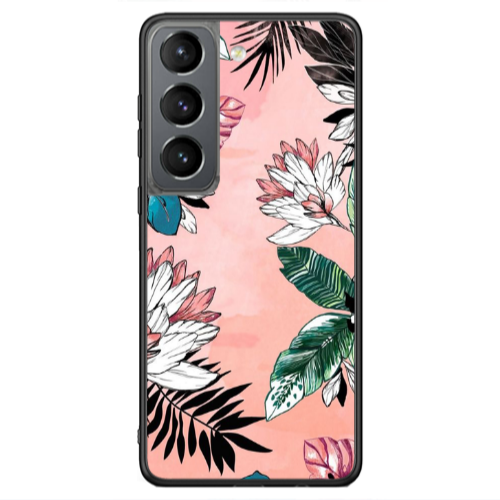 Samsung S21 Ultra Tropical flowers Black Glossy Θήκη