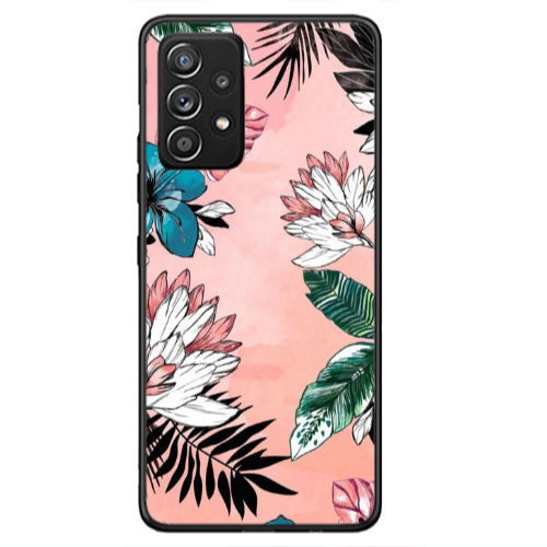 Samsung A33 Tropical flowers Black Glossy Θήκη