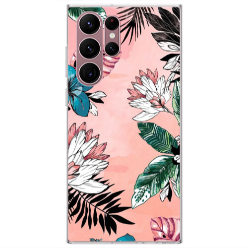 Samsung S22 Ultra Tropical flowers Transparent Silicone TPU Θήκη