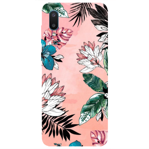 Samsung A02 Tropical flowers Transparent Silicone TPU Θήκη