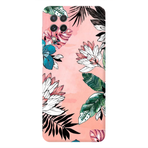 Samsung A22 4G Tropical flowers Transparent Silicone TPU Θήκη