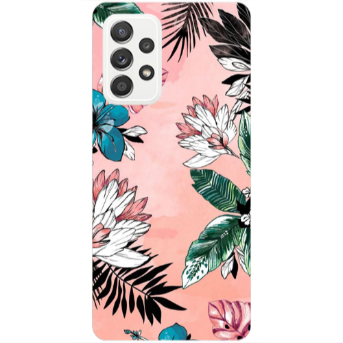 Samsung A23 Tropical flowers Transparent Silicone TPU Θήκη