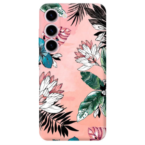 Samsung S23 Tropical flowers Transparent Silicone TPU Θήκη