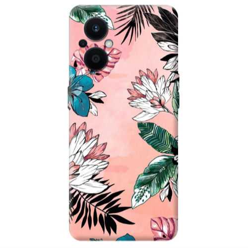 Oppo Reno 7 Lite Tropical flowers Transparent Silicone TPU Θήκη