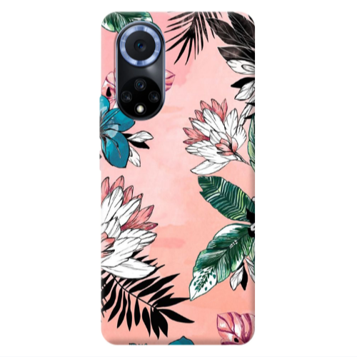 Huawei Nova 9 Tropical flowers Transparent Silicone TPU Θήκη