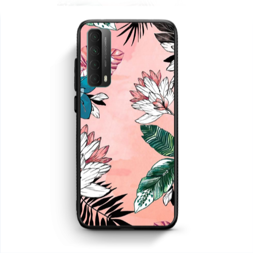 Huawei P Smart 2021 Tropical flowers Black Glossy Θήκη