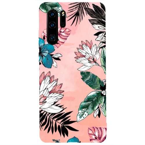 Huawei P30 Pro Tropical flowers Transparent Silicone TPU Θήκη