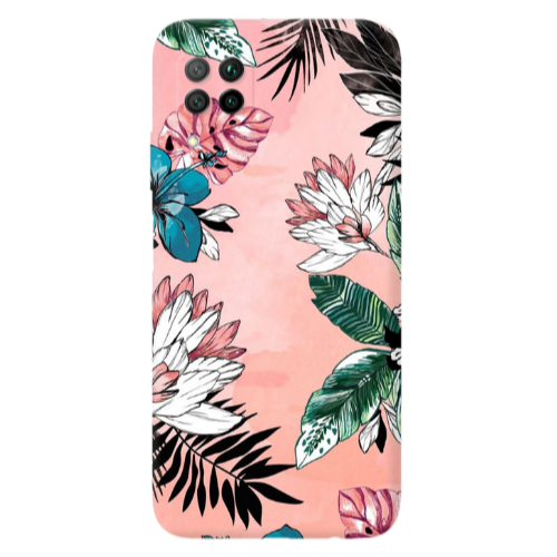 Huawei P40 Lite Tropical flowers Transparent Silicone TPU Θήκη