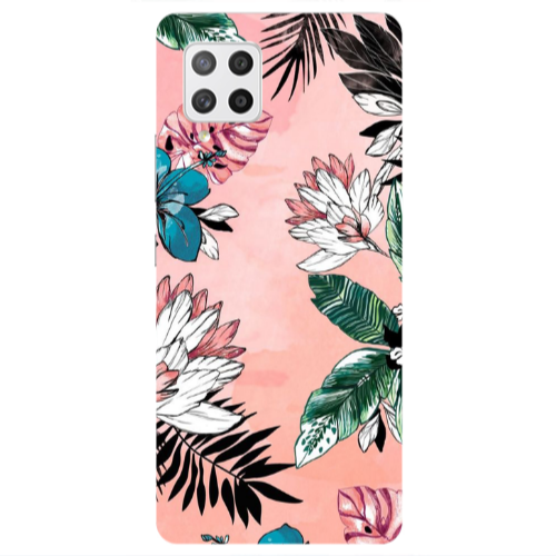 Samsung A42 5G Tropical flowers Transparent Silicone TPU Θήκη