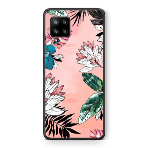 Samsung A42 5G Tropical flowers Black Glossy Θήκη