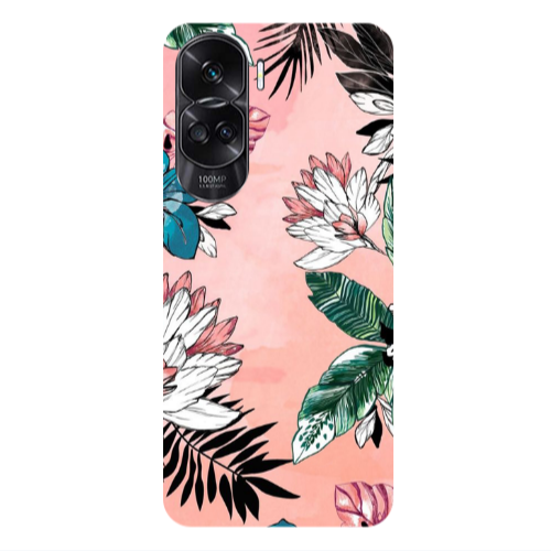 Honor 90 Lite 5G Tropical flowers Transparent Silicone TPU Θήκη