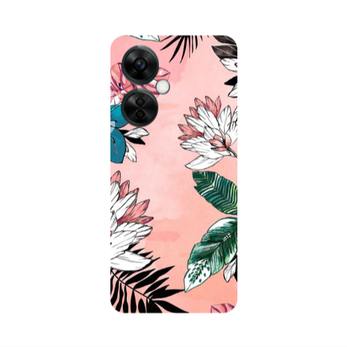Oneplus Nord CE 3 Lite 5G Tropical flowers Transparent Silicone TPU Θήκη