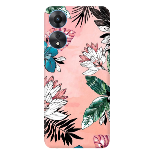 Oppo A 98 Tropical flowers Transparent Silicone TPU Θήκη