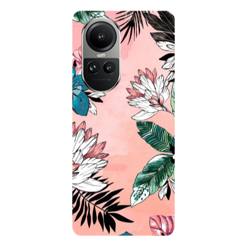 Oppo Reno10 5G Tropical flowers Transparent Silicone TPU Θήκη