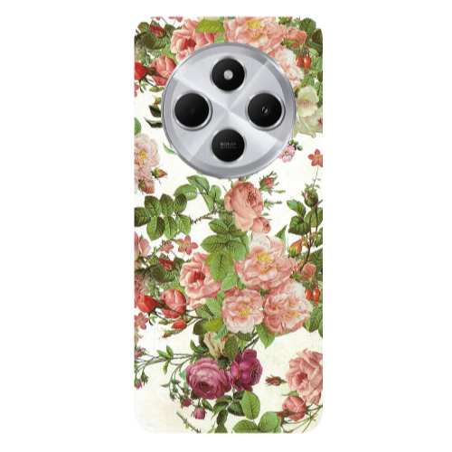 Xiaomi Redmi 14c Pink roses 2 Transparent Silicone TPU Θήκη