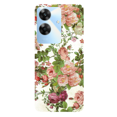 Realme Note 60 Pink roses 2 Transparent Silicone TPU Θήκη