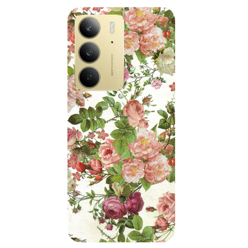Realme C 75 Pink roses 2 Transparent Silicone TPU Θήκη