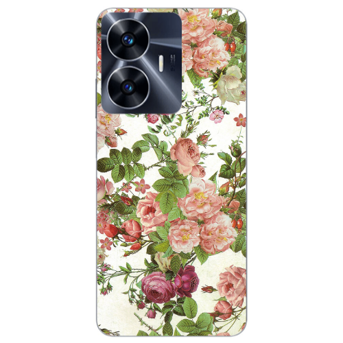 Realme Note 50 Pink roses 2 Transparent Silicone TPU Θήκη