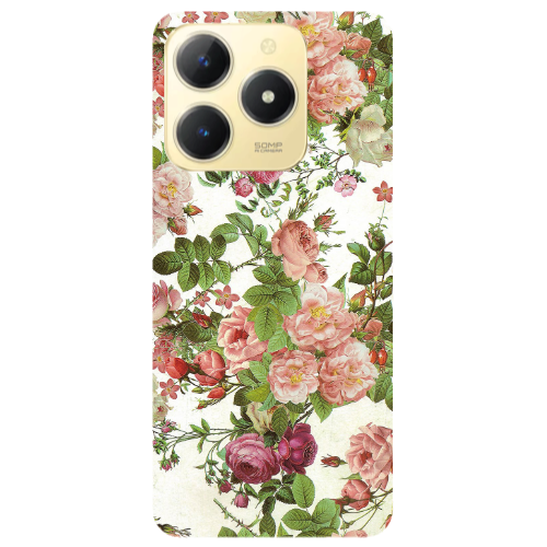 Realme C61 Pink roses 2 Transparent Silicone TPU Θήκη