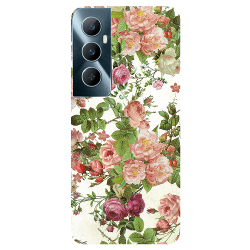 Realme C65 Pink roses 2 Transparent Silicone TPU Θήκη