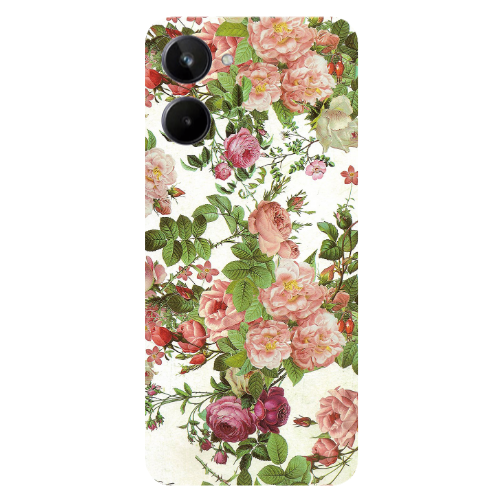 Realme 10 Pink roses 2 Transparent Silicone TPU Θήκη