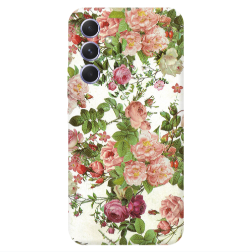 Samsung A56 Pink roses 2 Transparent Silicone TPU Θήκη