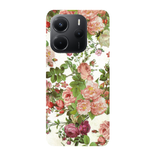 Xiaomi Redmi Note 14 Pink roses 2 Transparent Silicone TPU Θήκη
