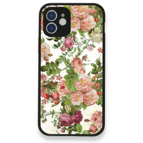 Apple iPhone 12 Pink roses 2 Black Glossy Θήκη