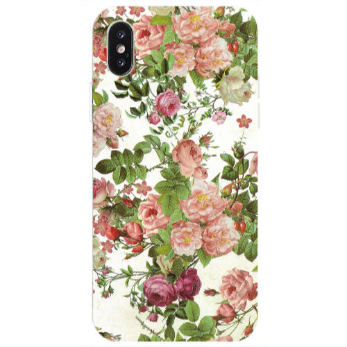 Apple iPhone X Pink roses 2 Transparent Silicone TPU Θήκη