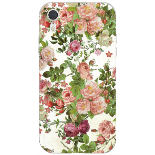 Apple iPhone Xr Pink roses 2 Transparent Silicone TPU Θήκη